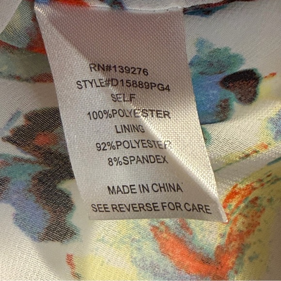 Daniel Rainn Floral Pleated Blouse White Multicolor Size XXL - Picture 9 of 16